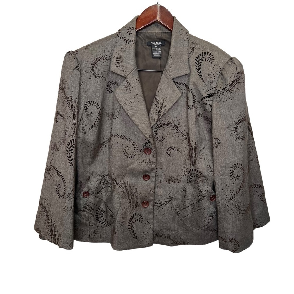 Bob Mackie Studio Paisley Print Blazer Jacket Bell Sleeves Size 14